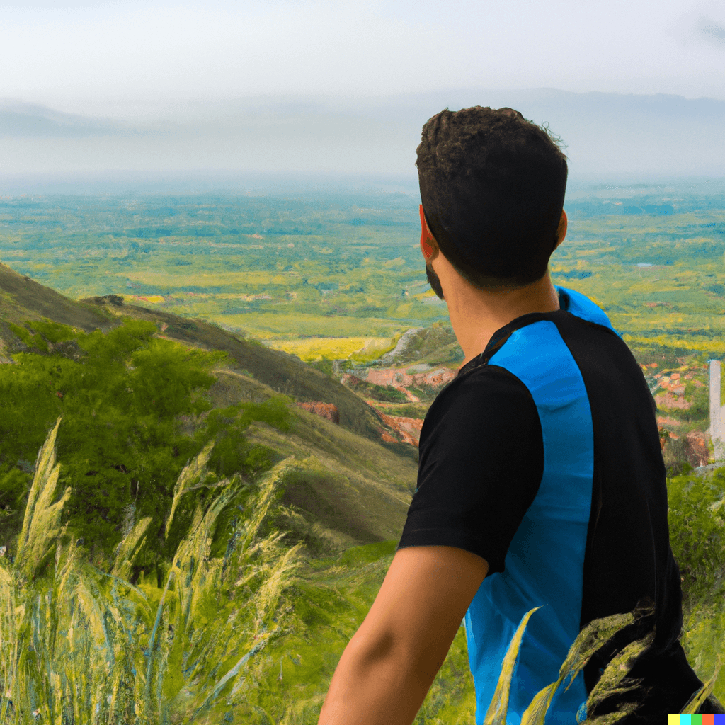 Guy looking at the landscape