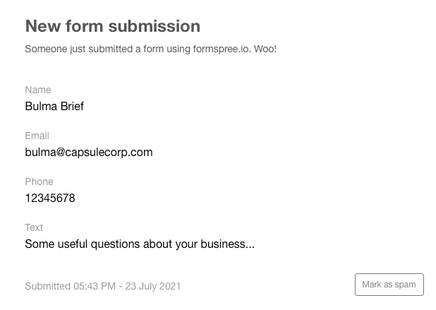 Formspree sign up