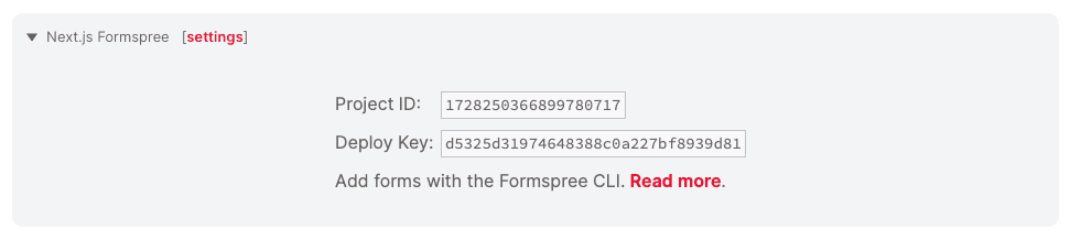 Formspree sign up