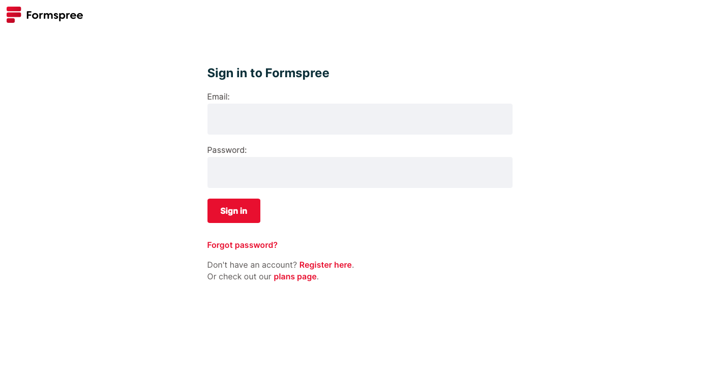 Formspree sign up